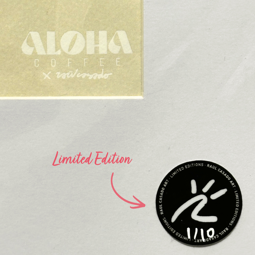 First Coffee, Then Surf – Limited Edition Print by Raul Casado