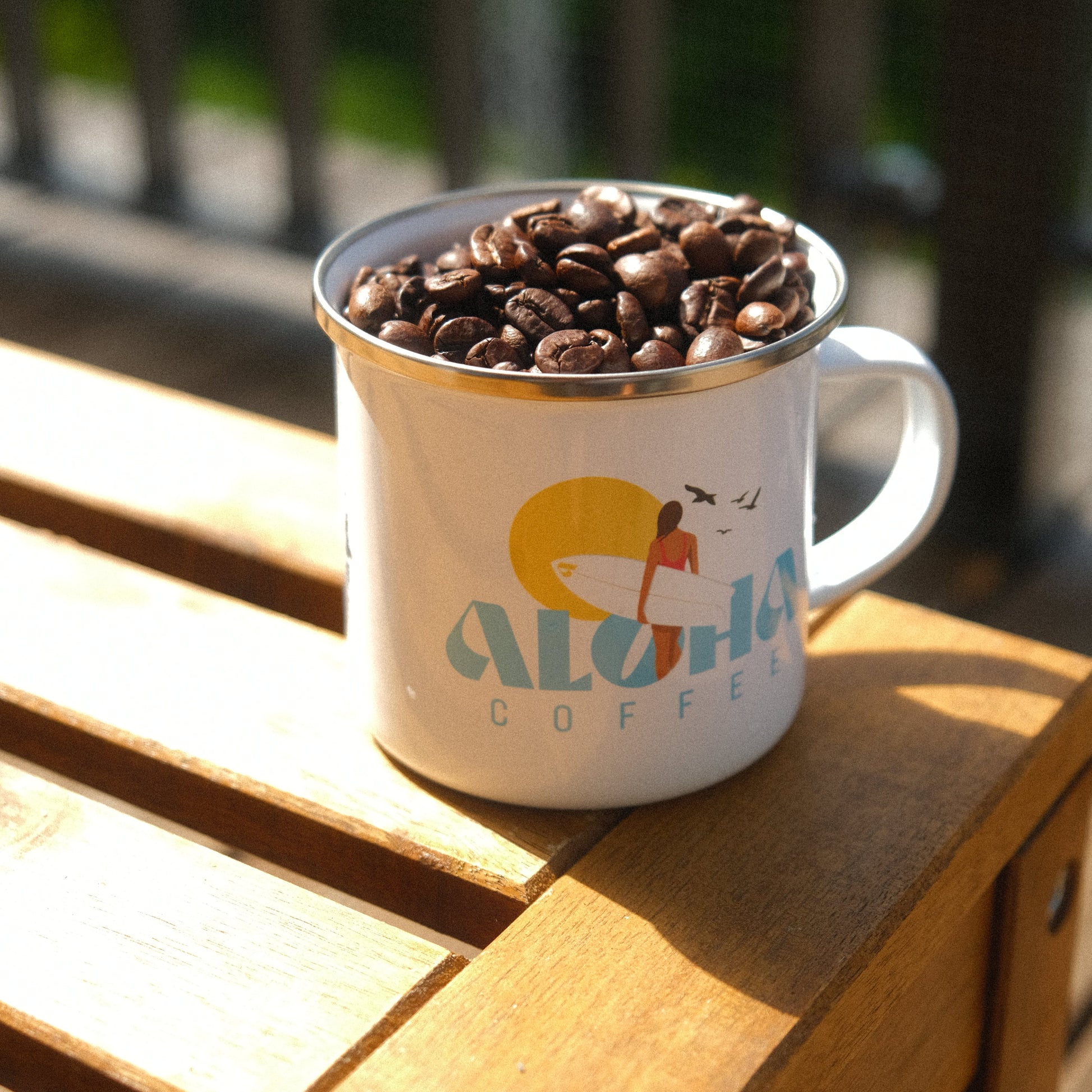Aloha Coffee Emaille Tasse